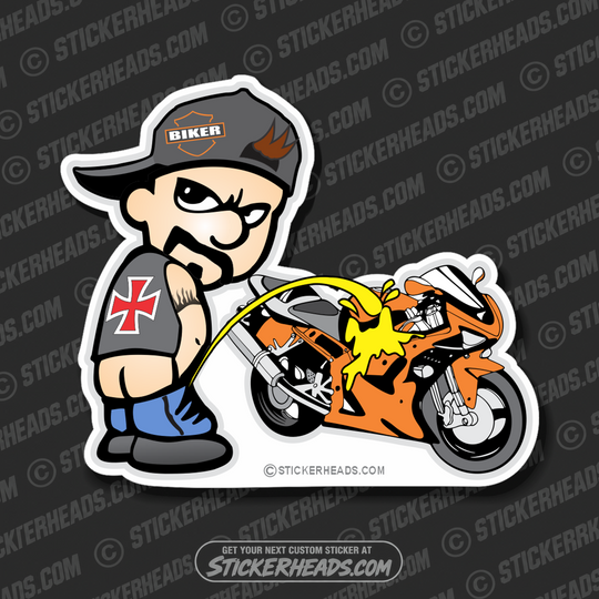 Biker Piss Pee on Crotch Rocket  - Bike Biker Motorcycle Sticker