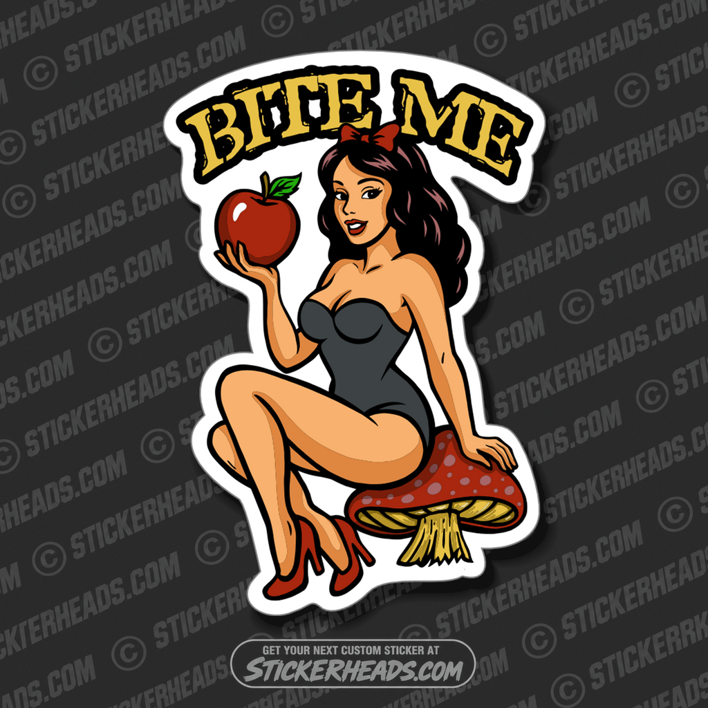 BITE ME SEXY GIRL WITH APPLE  - SEXY FAIRYTALE GIRL Sticker