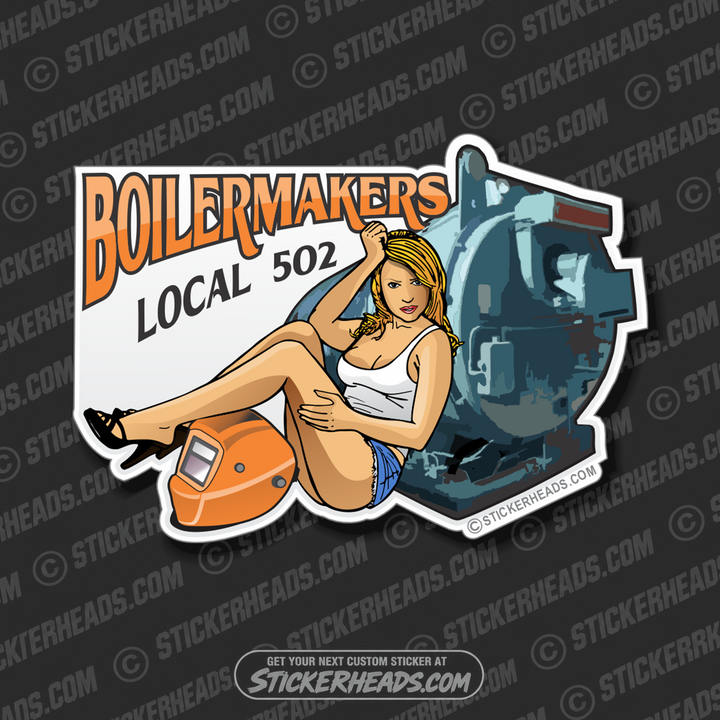 Sexy Chick With Welder helmet and Boiler - boilermakers  boilermaker  Sticker