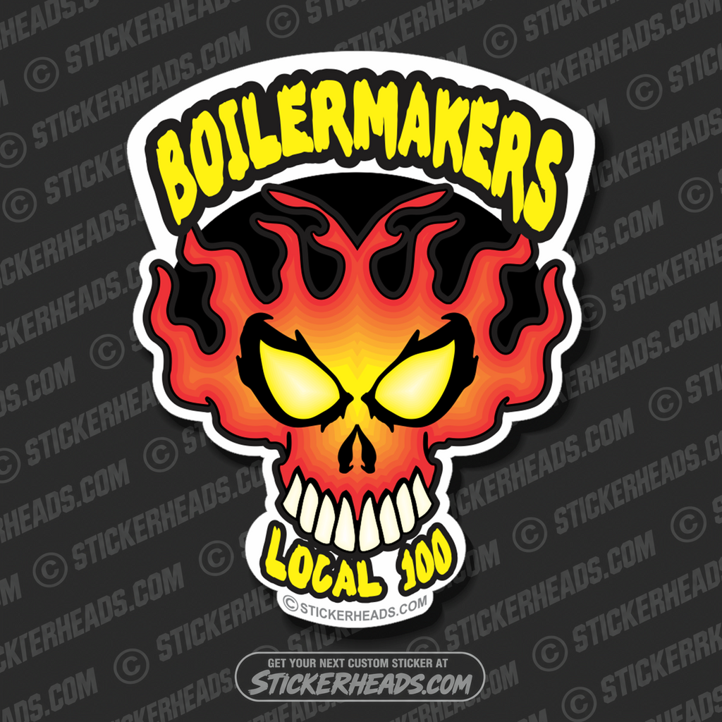 Flame Skull - your local -  boilermakers  boilermaker  Sticker