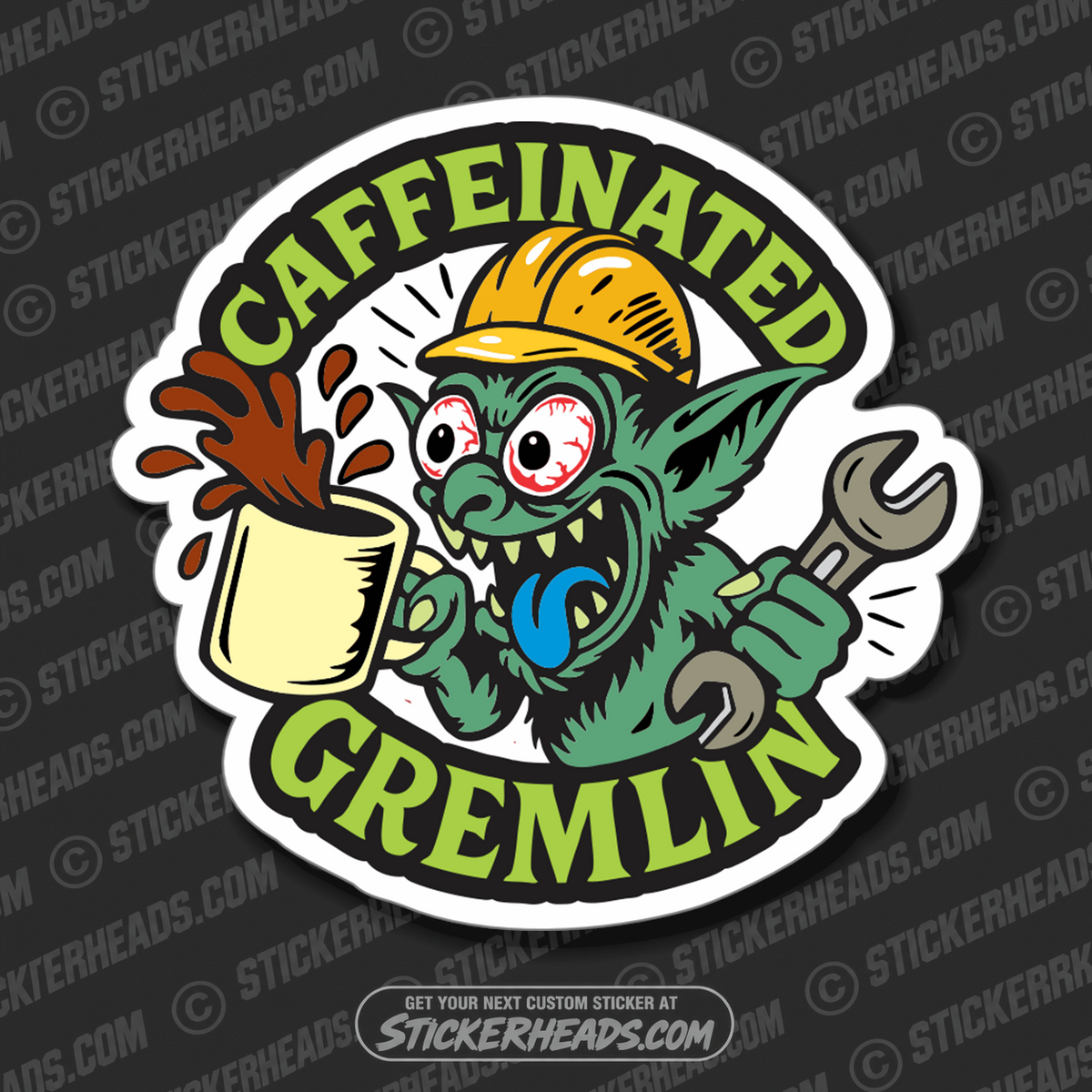 CAFFEINATED GREMLIN - COFFEE CUP -  UNION MISC Funny Sticker