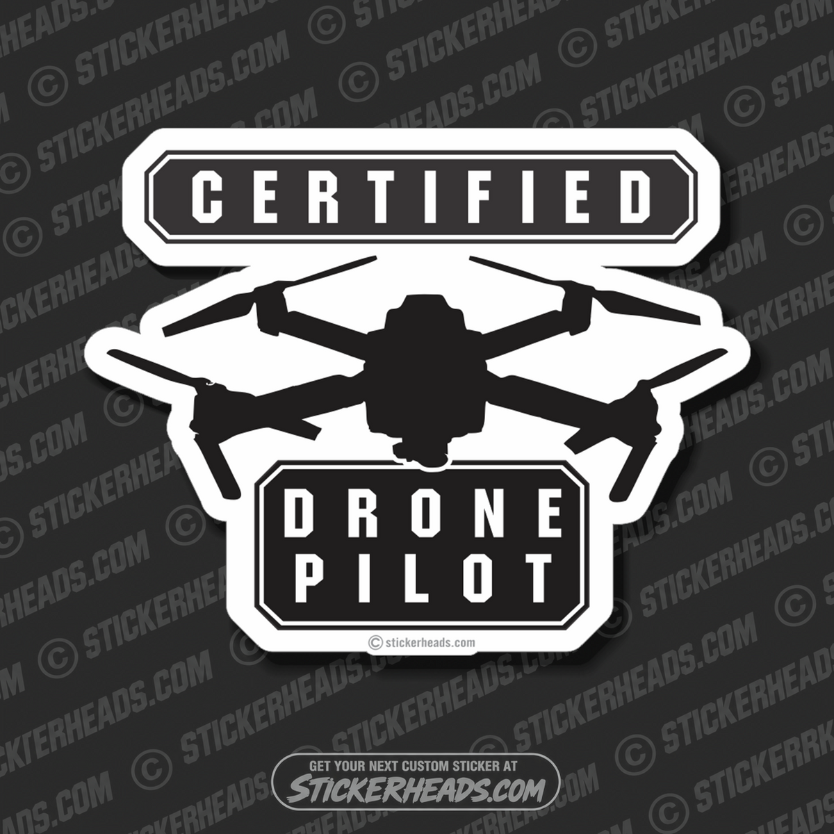 Certified Drone Pilot - Drone Professional Work Job - Sticker