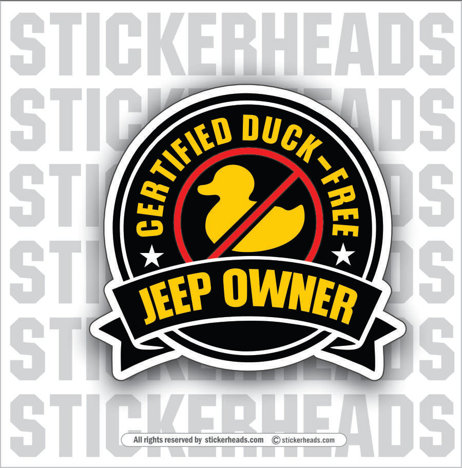 CERTIFIED DUCK FREE JEEP -  4x4 Auto Truck Sticker