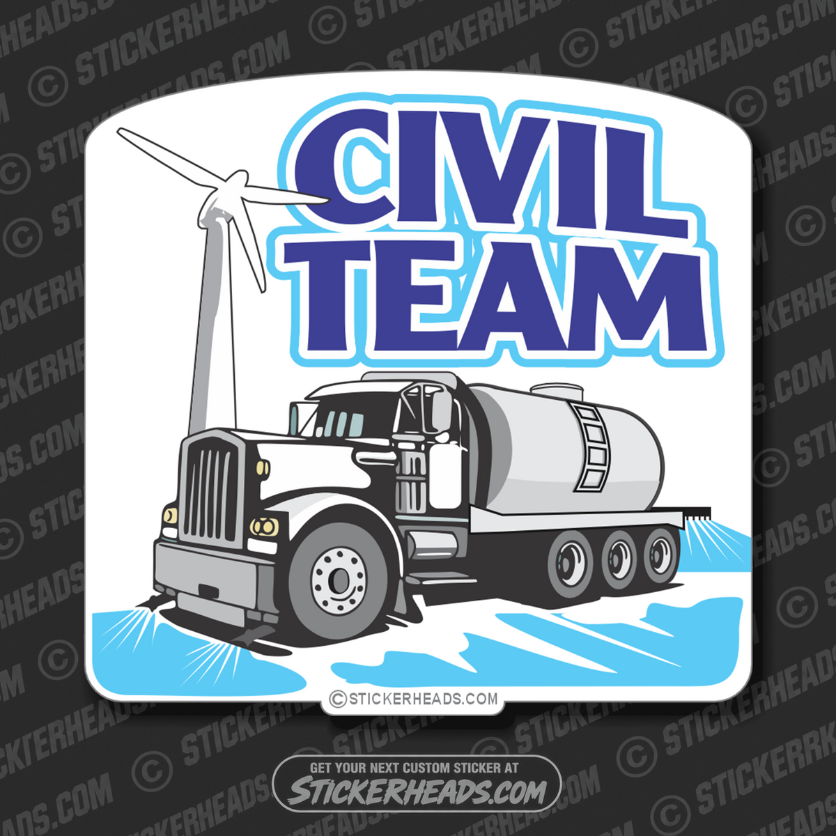 Civil Team with truck and wind mill - Sticker Wind mill turbine