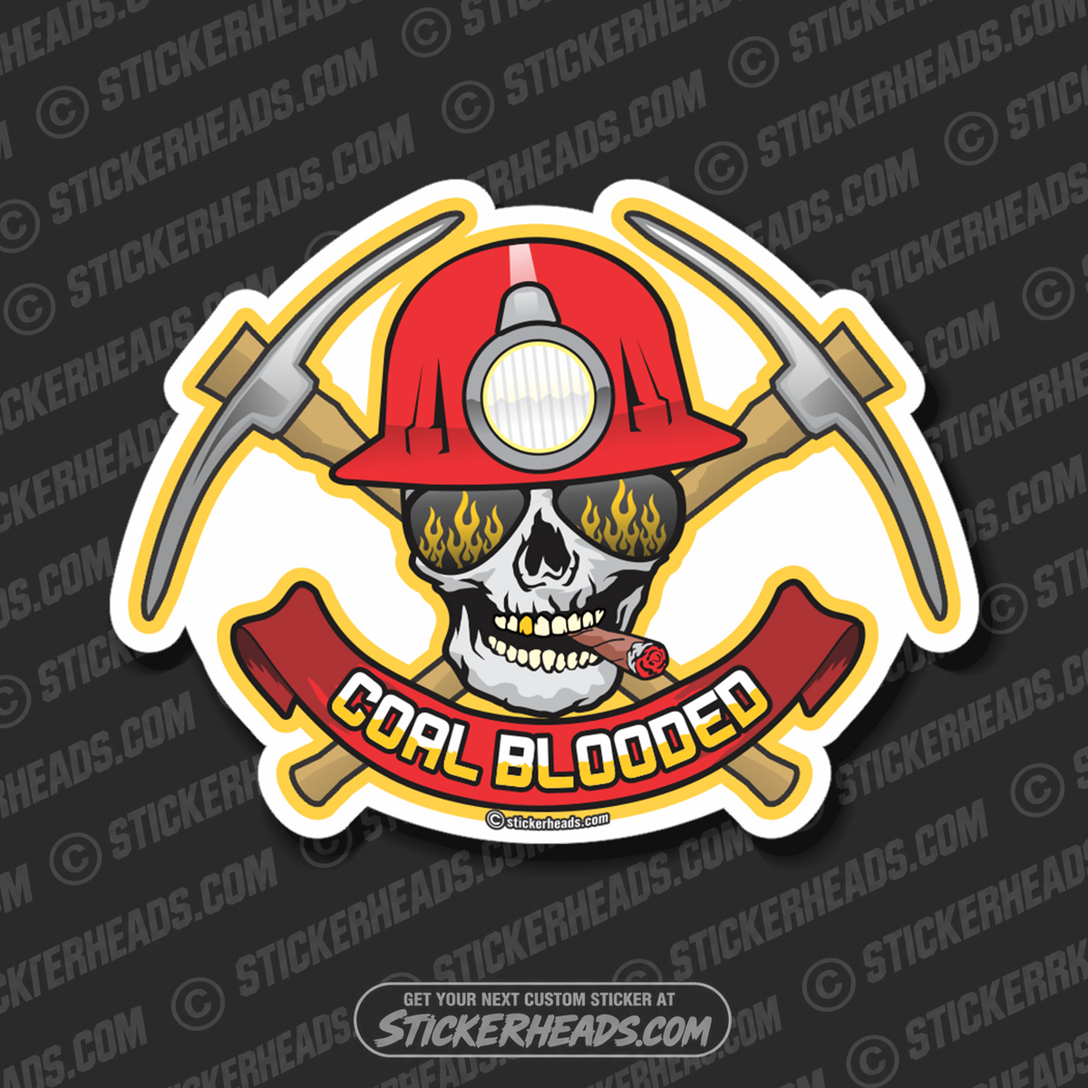 Coal Blooded Skull  - Coal Miners Mining Sticker