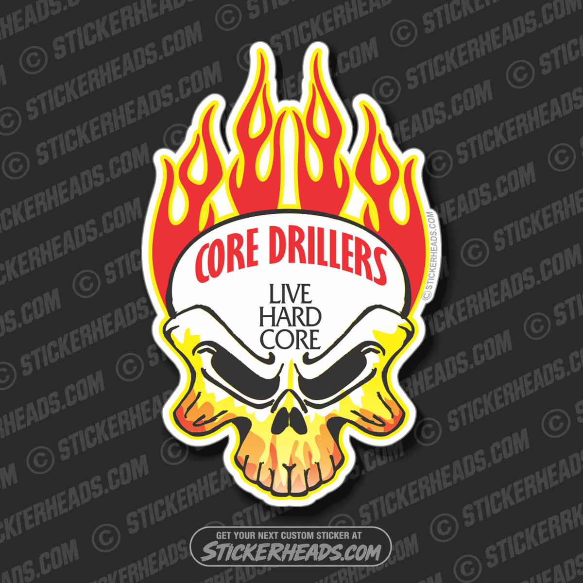 Drillers Live Hard Core  Skull  -  Core Driller Drilling Sticker
