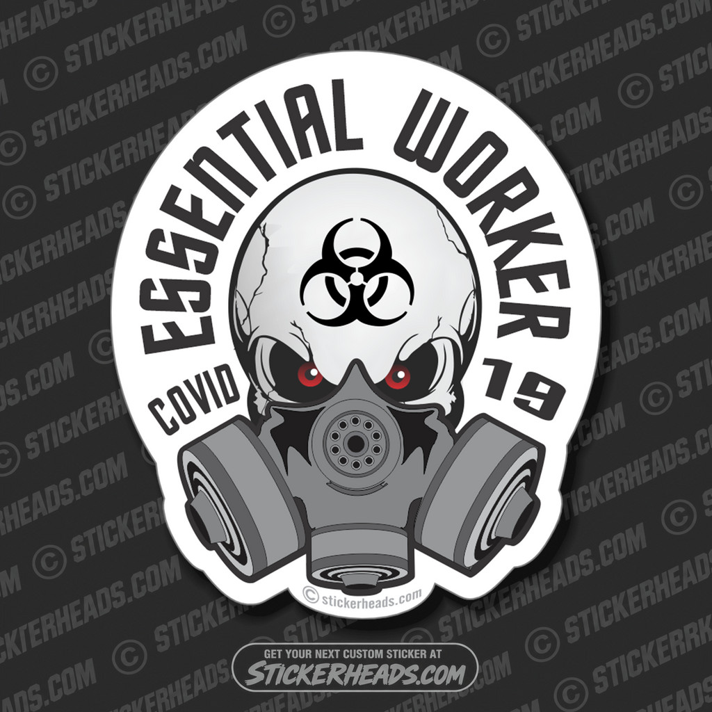 Essential Worker Skull with mask  - Coronavirus Covid-19 Pandemic Sticker