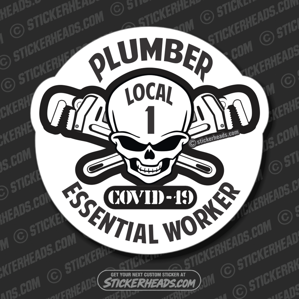 Essential Worker Skull - Coronavirus Covid-19 Pandemic Pipefitter Sticker