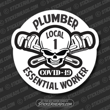 Essential Worker Skull - Coronavirus Covid-19 Pandemic Pipefitter Sticker