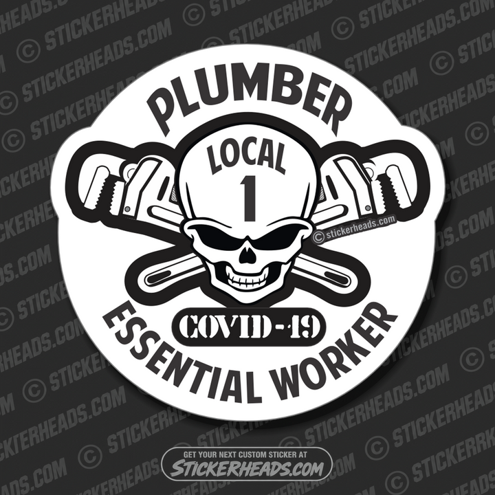 Essential Worker Skull - Coronavirus Covid-19 Pandemic Pipefitter Sticker