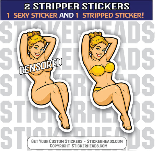 Cina Himen -  Sexy Stripper Stickers - 2 STICKERS!