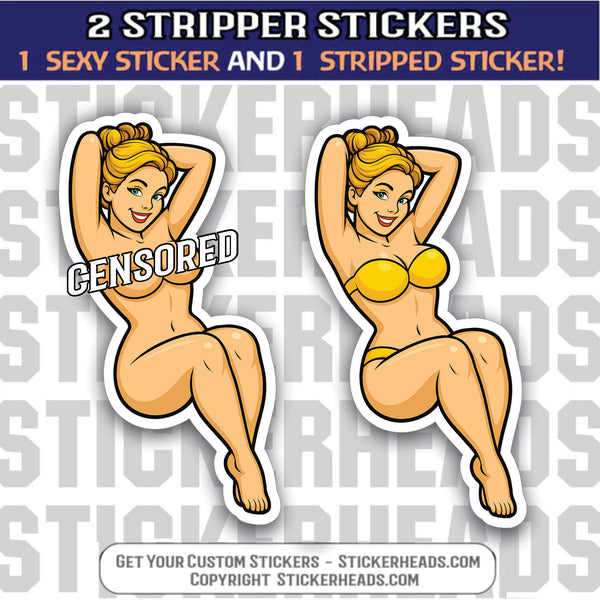 Cina Himen -  Sexy Stripper Stickers - 2 STICKERS!