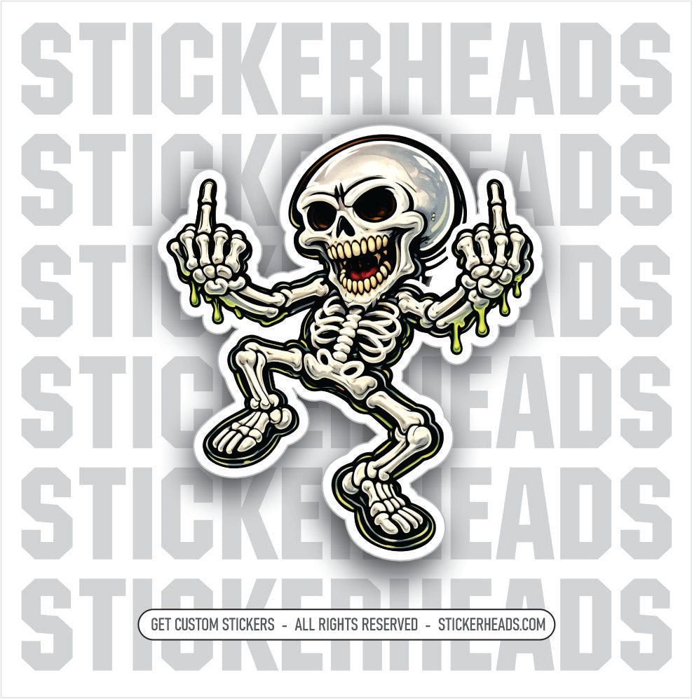 DANCING FLIP OFF SKELLY - SKELETON - union Funny Sticker