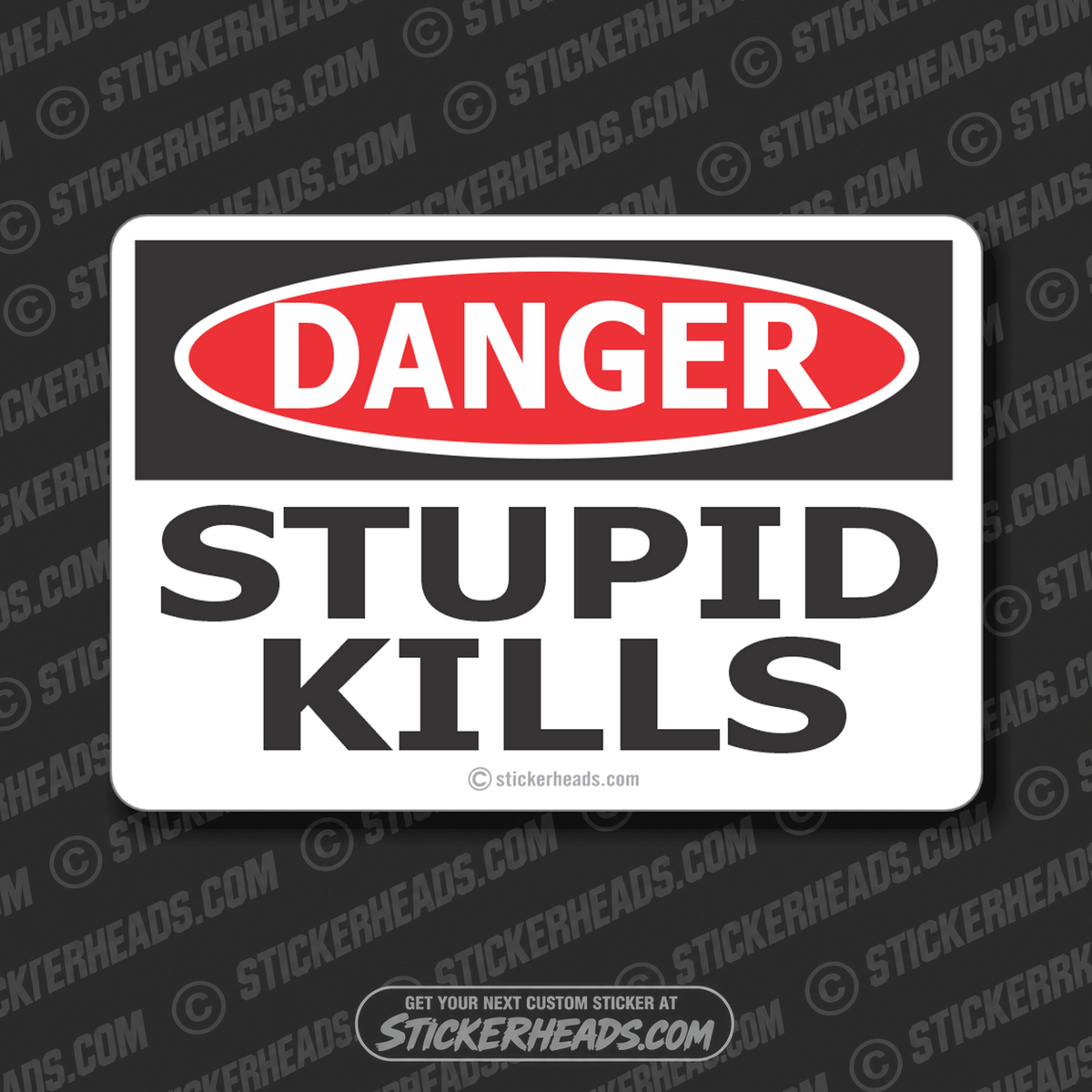 Danger Stupid Kills  -  WORK  - Funny Sticker