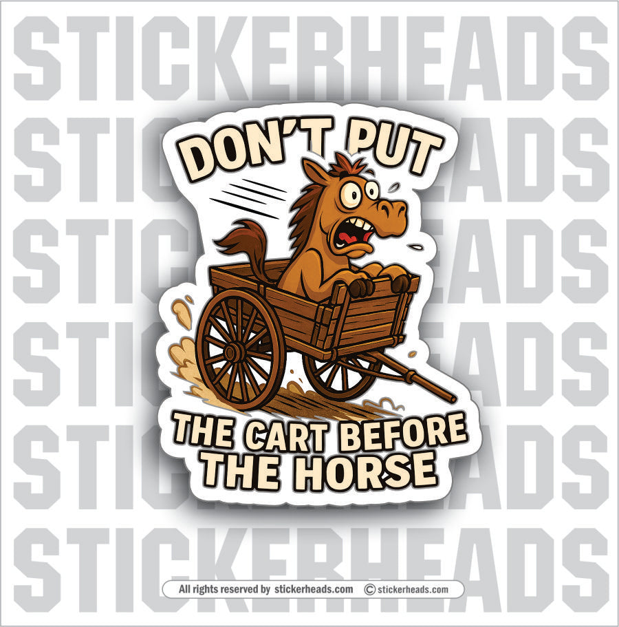 DON'T PUT THE CART BEFORE THE HORSE - UNION Misc Funny Sticker
