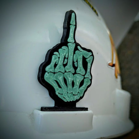 SKELETON FLIP OFF HAND FOR HARD HAT - Work Union Misc Funny - Guy Gifts - Man Cave Shit