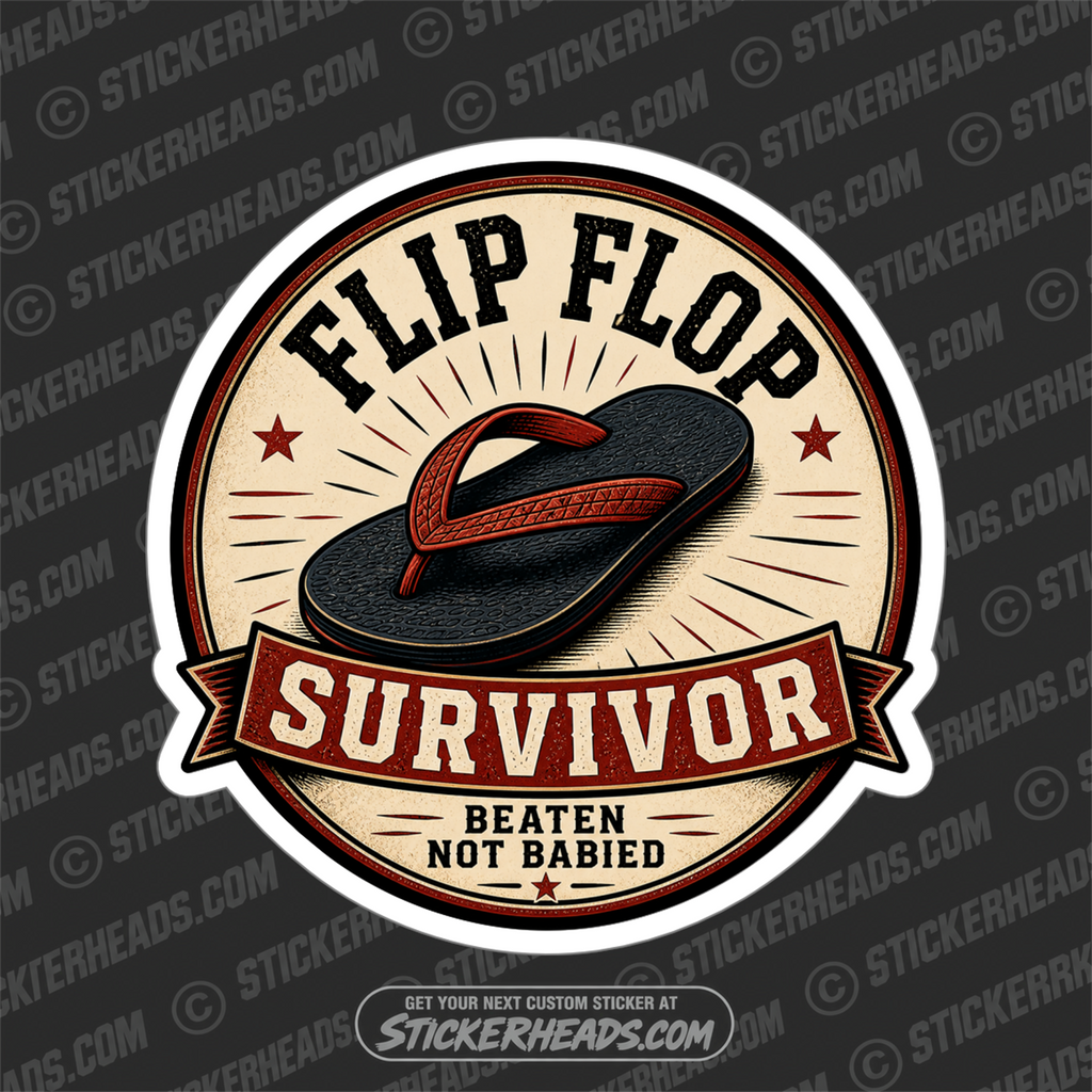 FLIP FLOP SURVIVOR - funny sticker