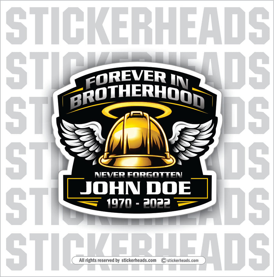 In Memory Of - WINGED GOLDEN HARD HAT  -  Sticker