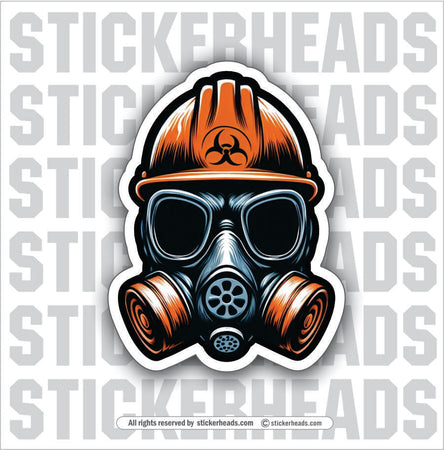PPE GAS MASK WITH HARD HAT - Work Job Sticker