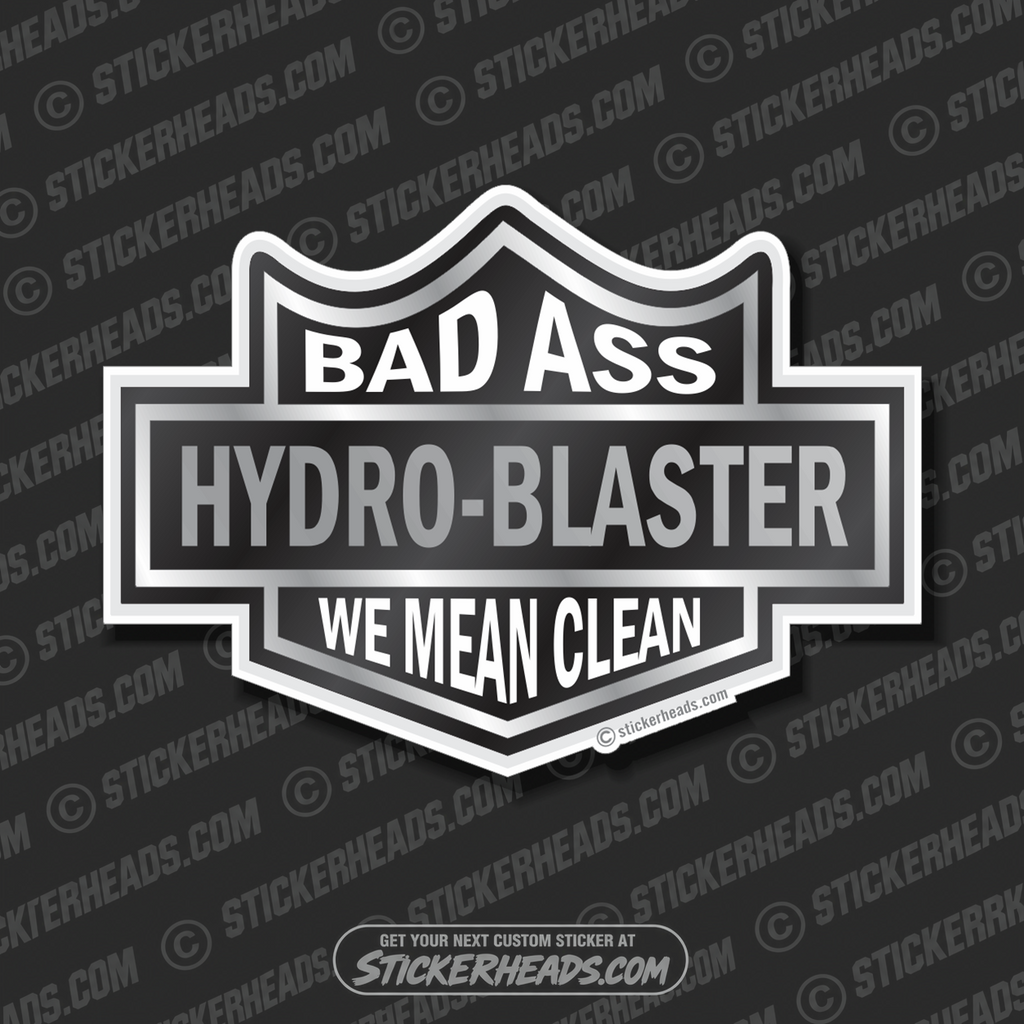 Black Biker Badge - Custom Text - Hydro Blaster Blasting Sticker