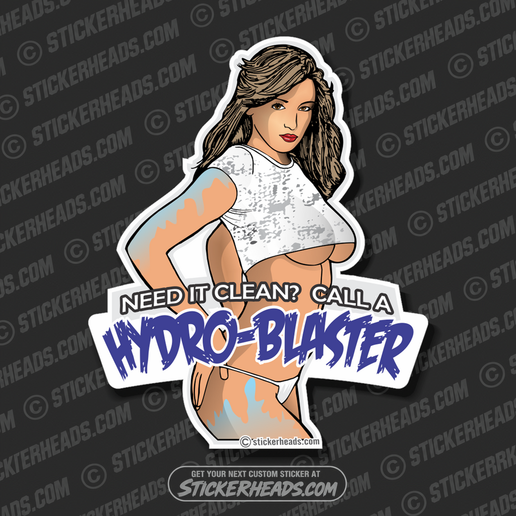 Need It Clean?  Call A Hydro Blaster Blasting- Sexy Chick Sticker