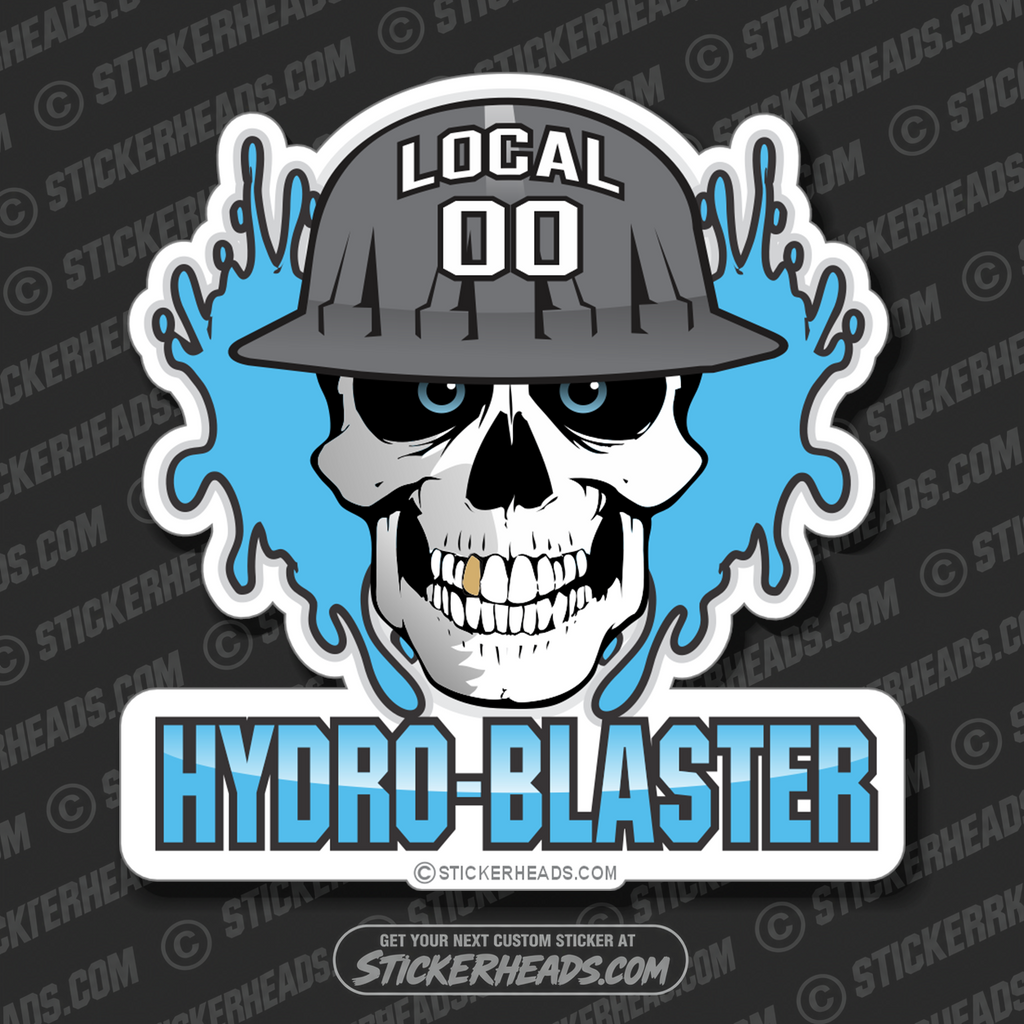 Skull with Water - Hydro Blaster Blasting- Custom Text Sticker