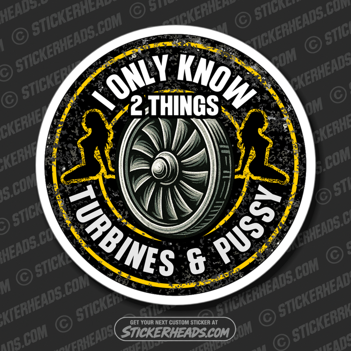 I ONLY KNOW 2 THINGS - TURBINES AND PUSSY  -  Millwright Millwrights  - Sticker