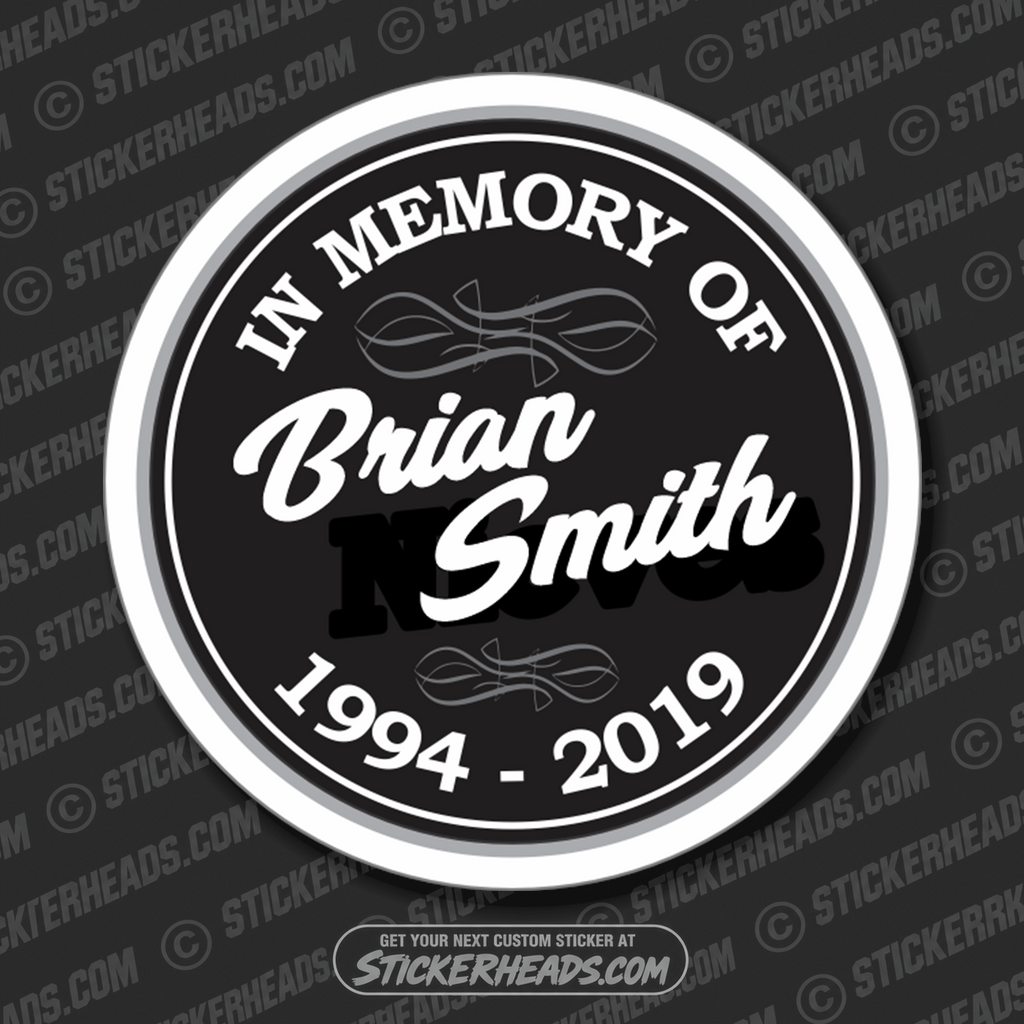 In Memory Of - Black Circle Sticker