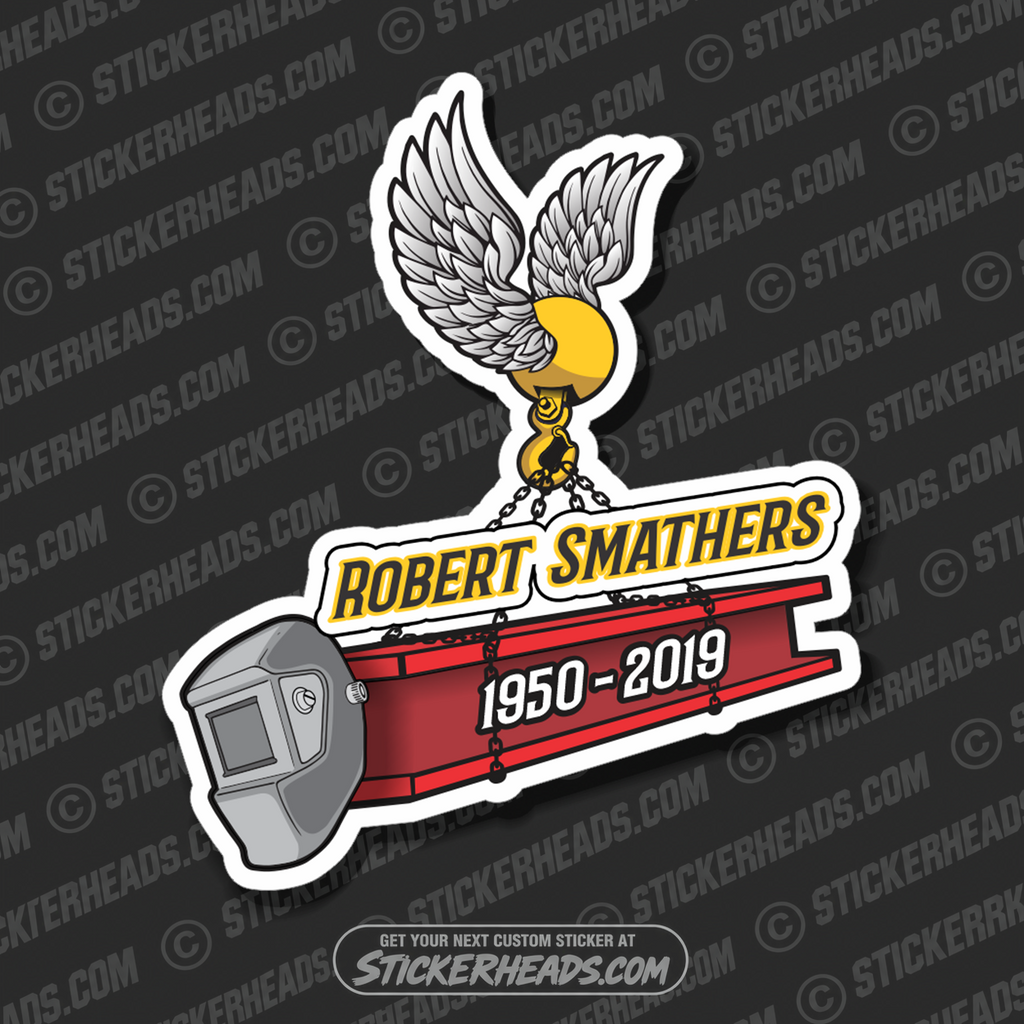 In Memory Of Ironworker WELDER - Welding Hood Beam Flying with wings - In Memory Of Sticker