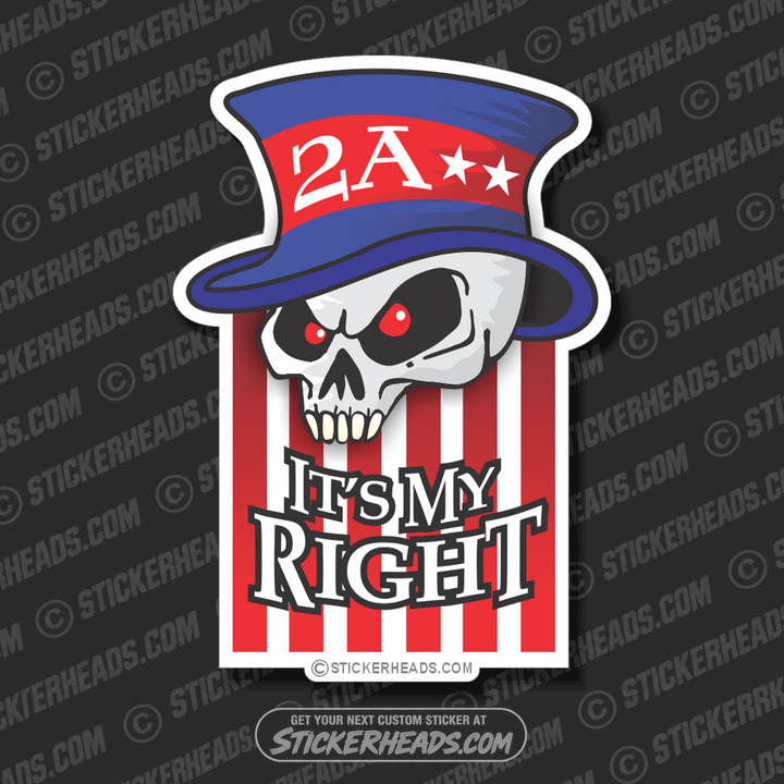 2A - It's My Right USA Skull -  Pro Gun Sticker