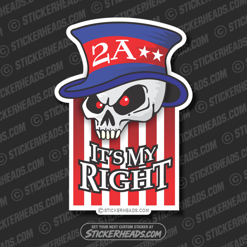 2A - It's My Right USA Skull -  Pro Gun Sticker