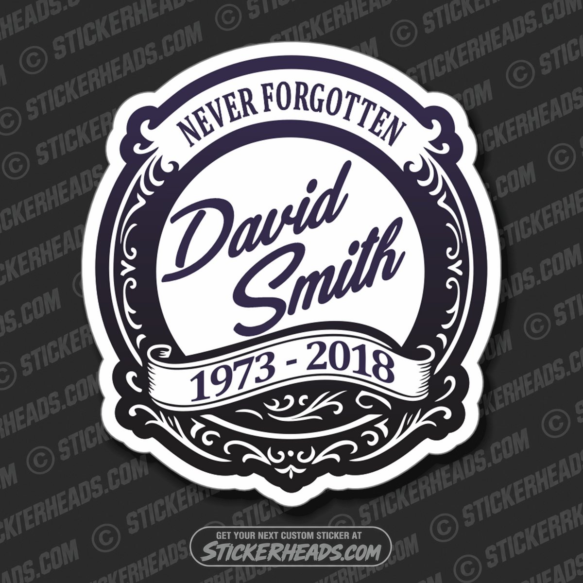 In Memory Of style #333 - Customize Name and Dates - In Memory Of Sticker