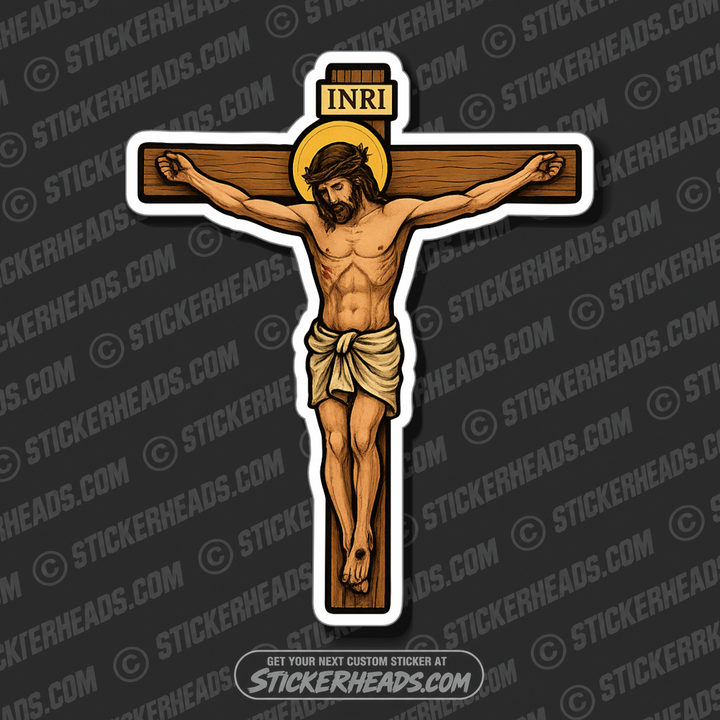 JESUS CHRIST ON THE CROSS -  Cross Religious Sticker