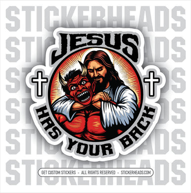 JESUS HAS YOUR BACK - DEVIL -  Work Funny Sticker