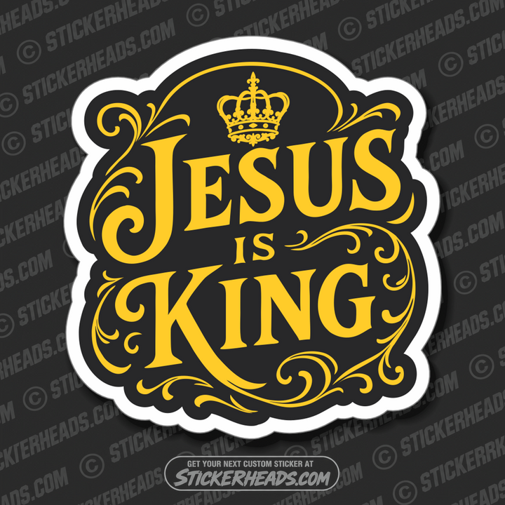 JESUS IS KING  -  Cross Religious Sticker