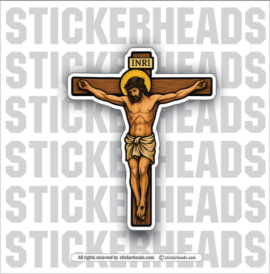 JESUS CHRIST ON THE CROSS -  Cross Religious Sticker