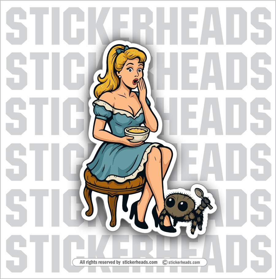 LITTLE MISS SPIDER NEEDS HER SPOON   - SEXY FAIRYTALE GIRL Sticker