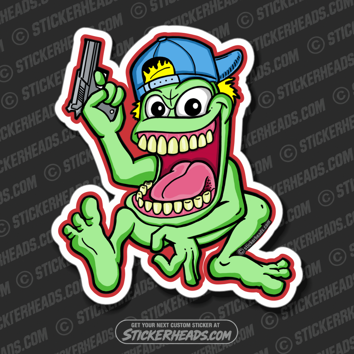 MADE YOU LOOK CRAZY GREEN FROG - Work Union Misc Gun Funny Sticker