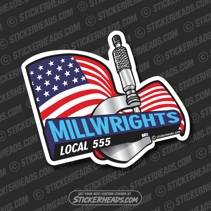 USA Flag Caliper - Millwright Millwrights -  Sticker