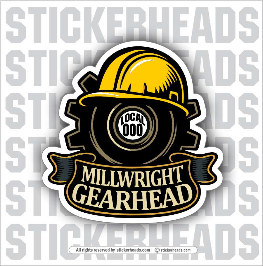 MILLWRIGHT GEARHEAD - Union Mic Funny Sticker – Stickerheads Stickers