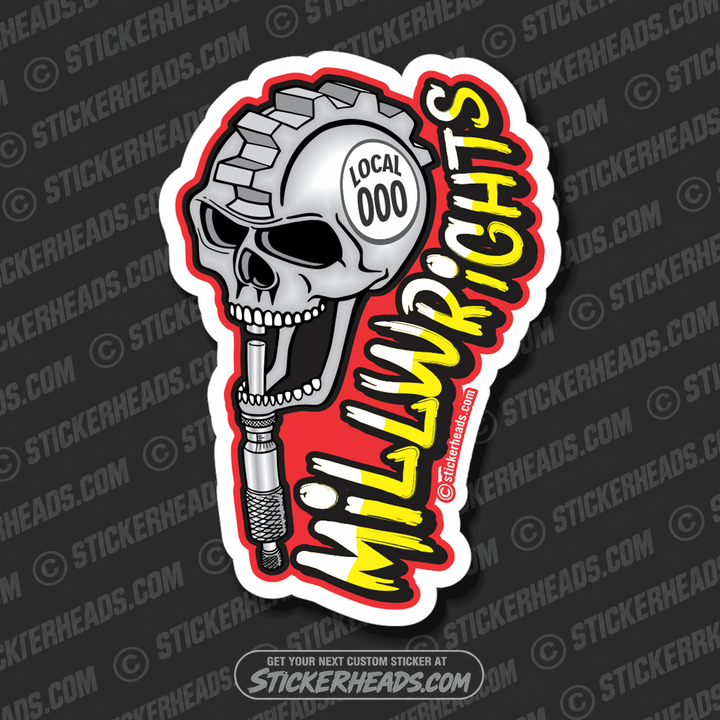 Caliper Gear Skull - Millwright Millwrights -  Sticker