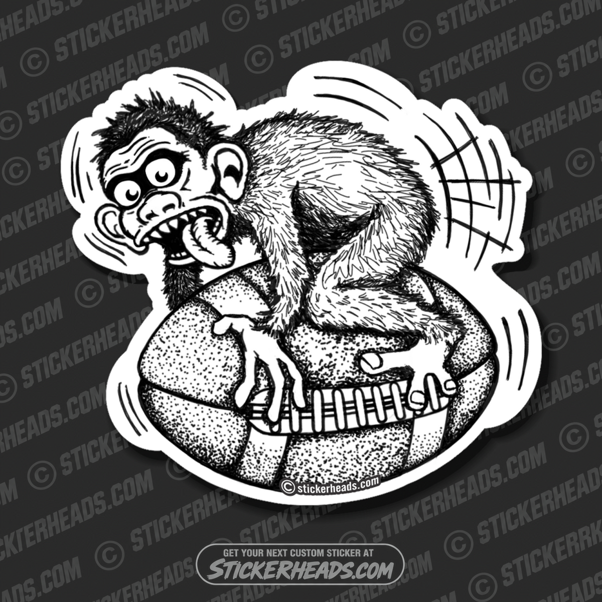 Monkey Fucking A Football - Vintage Style -  Funny Work Sticker