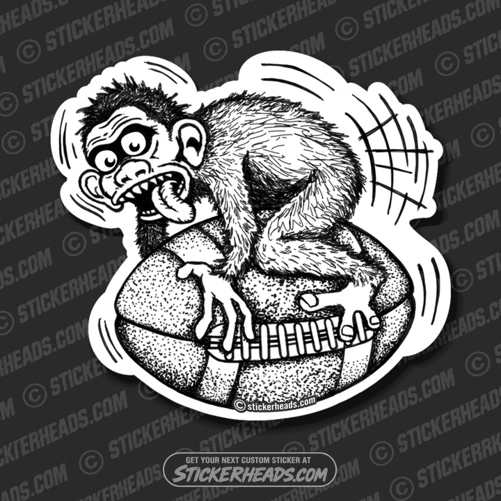 Monkey Fucking A Football - Vintage Style -  Funny Work Sticker