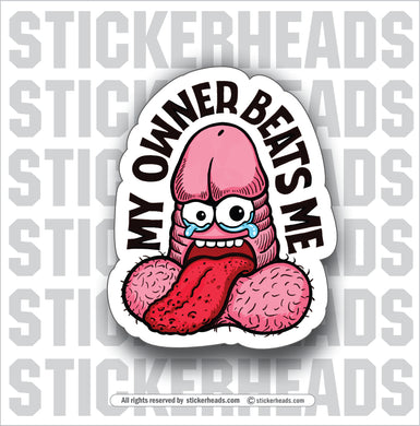 MY OWNER BEATS ME  - PENIS Work Union Misc Funny Sticker