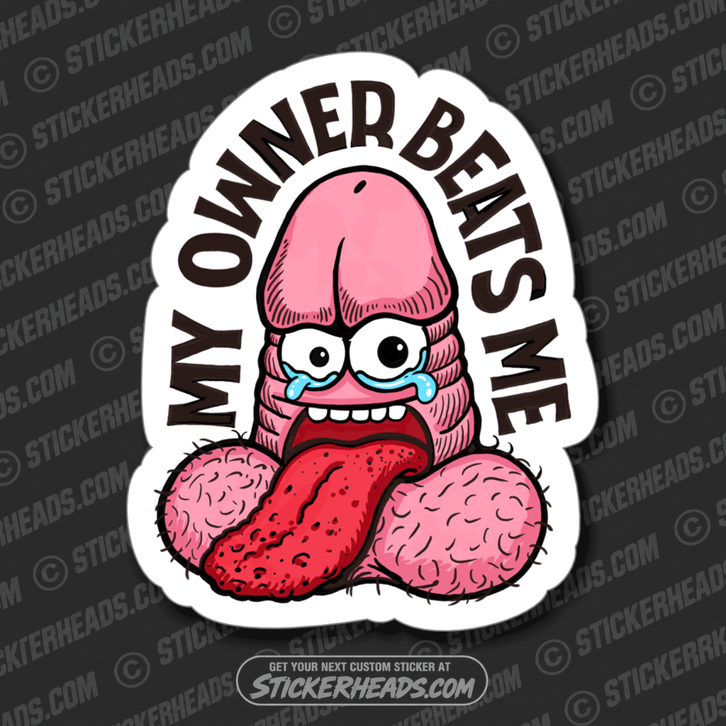 MY OWNER BEATS ME  - PENIS Work Union Misc Funny Sticker