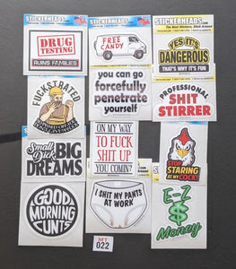 ⭕MT022 - Misc Funny  12-3" Sticker Pack   | |  Over Run Sticker Deal   | |