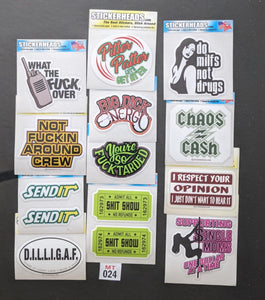 ⭕MT024 - Misc Funny   12-3" Sticker Pack   | |  Over Run Sticker Deal   | |