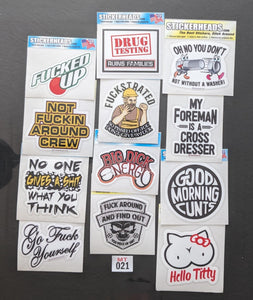 ⭕MT021 - Misc Funny  12-3" Sticker Pack   | |  Over Run Sticker Deal   | |