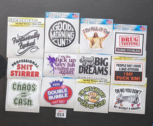 ⭕MT014 - Misc. FUNNY  12-3" Sticker Pack   | |  Over Run Sticker Deal   | |