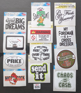 ⭕MT026 - Misc Funny   12-3" Sticker Pack   | |  Over Run Sticker Deal   | |